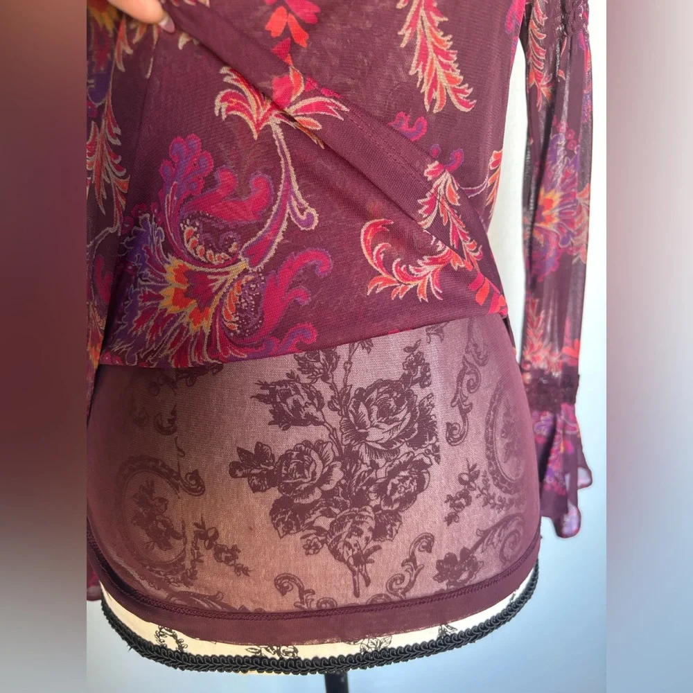 Express Burgundy Floral Blouse - Picture 6 of 13